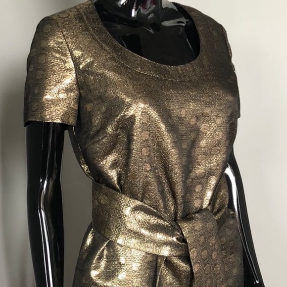 NWOT SEE BY CHLOE GOLD PATTERN LAME DRESS 6 S-M IT 42 GORGEOUS!!!!! - Picture 3 of 13